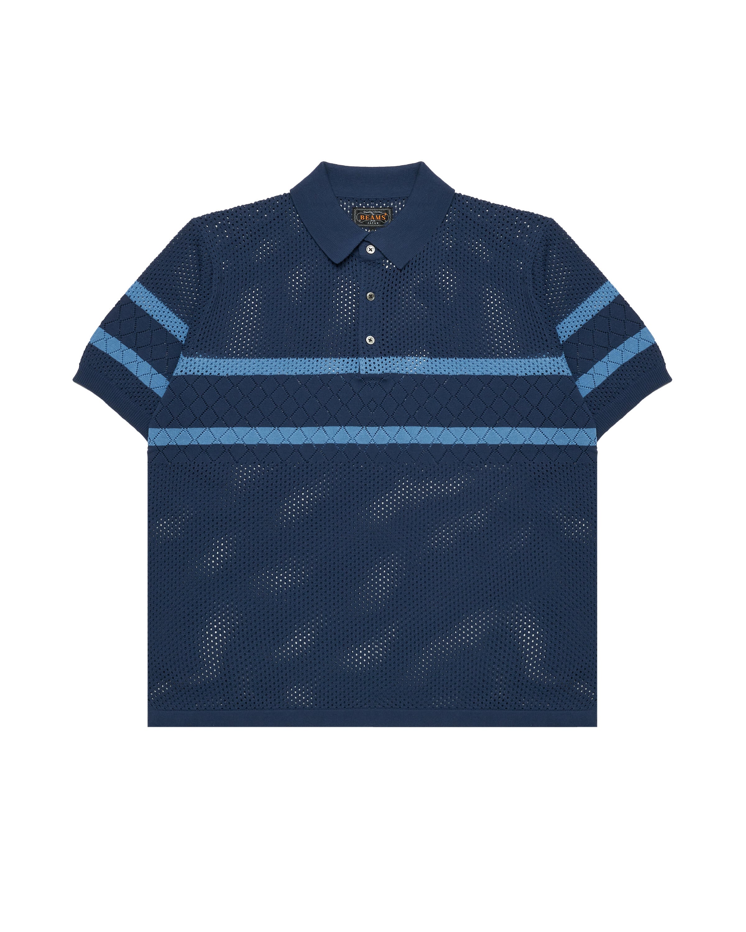 Beams+ Knit Polo Mesh Stripe | 3802004015679 | AFEW STORE